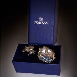 Swarovski Ice Crack collection Necklace Brooch and rings (ring size 58)